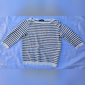 Banana Republic Black and White Striped Women's Top 3/4 Sleeve - size large